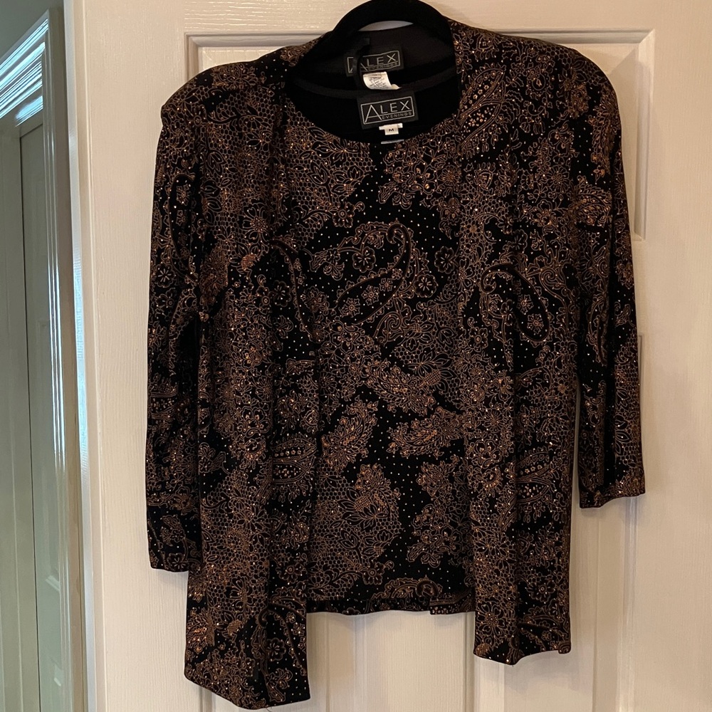 Black and Burnt Orange Women's Top